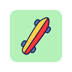 Skateboard line icon. Skateboard on green background. Sport concept. Vector illustration can be used for topics like sport, entertainment, activity