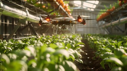 A advanced farm like robotic drip irrigation and drones to track crops