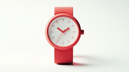 Red Wristwatch on White Background