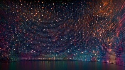 Obraz premium A colorful, abstract space with a lot of lights and a lot of dots