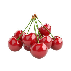 Fresh bunch of ripe cherries isolated on a black background