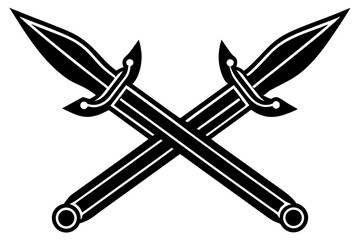 Crossed Sword Vector Silhouette, two crossed swords, vector illustration