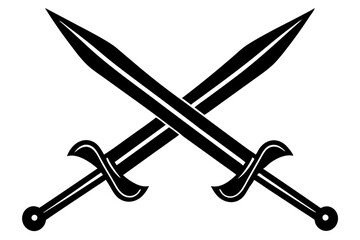 Crossed Sword Vector Silhouette, two crossed swords, vector illustration