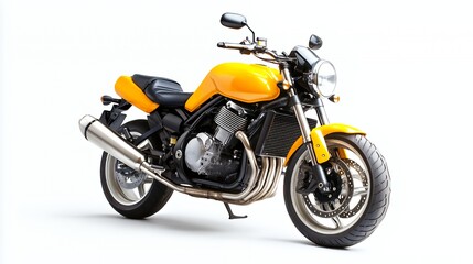 Obraz premium A vibrant yellow motorcycle showcasing a sleek design and powerful features.