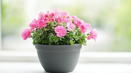 Flowerpot with flowers, on the white background