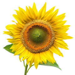 Obraz premium Bright sunflower with vibrant yellow petals and green center, symbolizing nature and beauty