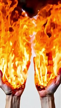 Fiery Hands with Flames, Dramatic and Intense Concept