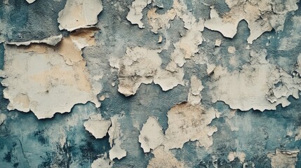 Obraz premium Textured background of peeling plaster on a wall, creating a vintage and worn appearance.