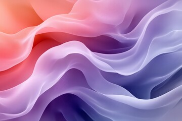Fototapeta premium A mesmerizing abstract image featuring soft, flowing waves of fabric-like textures in soothing pastel shades of pink, purple, and orange. 