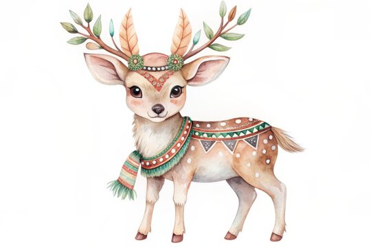 recommend clip art: Cute Watercolor Deer with Antlers and Tribal Pattern.