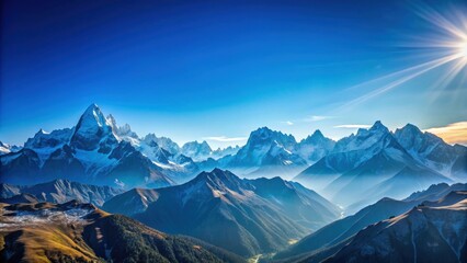 Obraz premium Majestic view of a clear blue sky and mountains reflecting , nature, landscape, sky, mountains, majestic, serene, peaceful