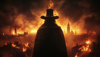 guy fawkes night , holiday fire background, cartoon illustration.