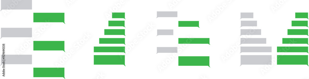 Poster set of chatting sms with green message bubbles. text messaging. smartphone, mobile phone template re