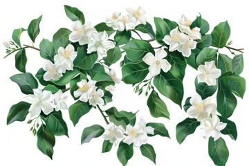 Fototapeta premium White Jasmine Flower Branch.