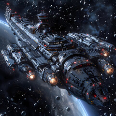 Fototapeta premium Journey to the Stars: Deep Space Transport Ship 3D Rendering Revisited