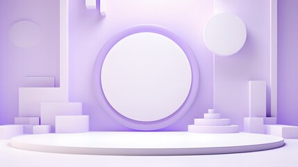 3d rendering of White and purple abstract geometric background. Scene for advertising, technology, showcase, banner, game, sport, cosmetic, business, metaverse. Sci-Fi Illustration. Product display