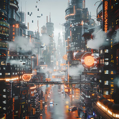 Neon Dreams: Cyberpunk Cityscape 3D Rendering