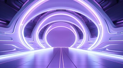 Fototapeta premium 3d rendering of White and purple abstract geometric background. Scene for advertising, technology, showcase, banner, game, sport, cosmetic, business, metaverse. Sci-Fi Illustration. Product display