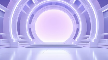 Obraz premium 3d rendering of White and purple abstract geometric background. Scene for advertising, technology, showcase, banner, game, sport, cosmetic, business, metaverse. Sci-Fi Illustration. Product display