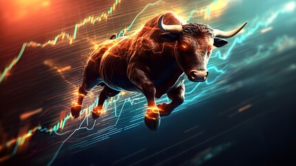 Bull Market Stock Chart Financial Growth Concept