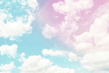 A serene sky filled with soft pastel clouds, blending light blue and pink hues for a calming atmosphere and dreamy backdrop.