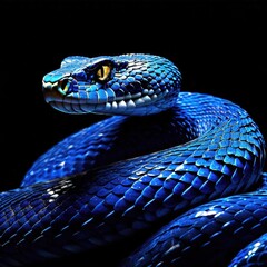 Fototapeta premium the AI Image Generator, blue viper snake on a branch