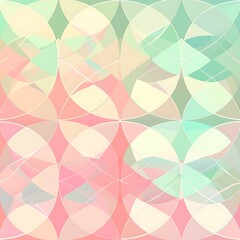A pastel geometric background with repeating circles and lines arranged in a harmonious pattern, using a palette of soft pinks and greens. 8k UHD, suitable for high-quality printing or digital 