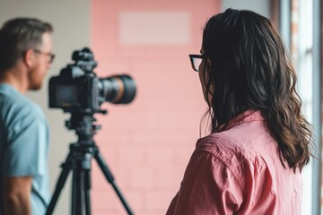 A Creative Director providing feedback on a photo shoot's visual direction and style choices with photographers - Powered by Adobe