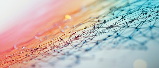 3D chord diagram with connected arcs and data relationships, background, Generative AI 