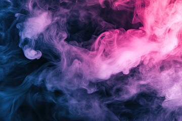 Colorful swirling smoke on a dark background, creating a beautiful abstract pattern with pink and purple hues.