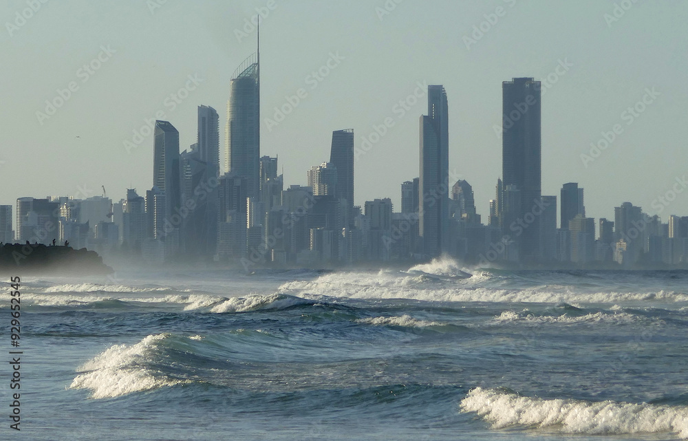 Wall mural surfers paradise across the water from palm beach on the queensland coast-australia.