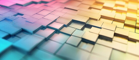 3D matrix plot with color variations and grid overlays, background, Generative AI