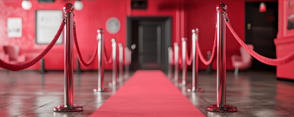 VIP Entrance to Exclusive Members-Only Club with Red Velvet Ropes and Scarcity Marketing