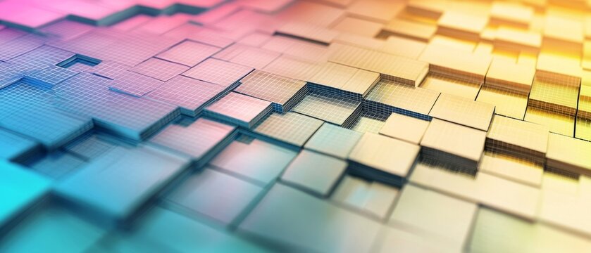 3D matrix plot with color variations and grid overlays, background, Generative AI