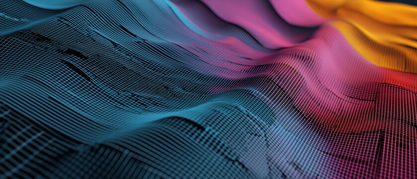 3D matrix plot with color variations and grid overlays, background, Generative AI