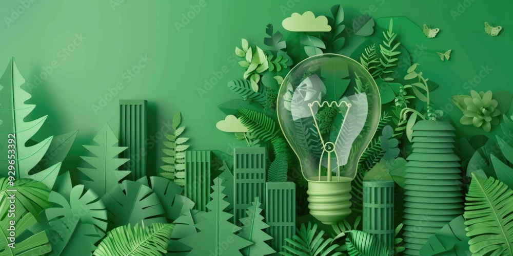 Canvas Prints light bulb among green plants