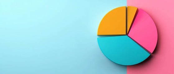 3D pie chart with gradient shading and interactive segments, background, Generative AI