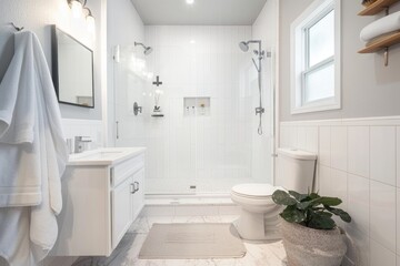 Bright and simple white bathroom with a modern aesthetic