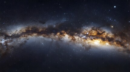 Fototapeta premium Breathtaking view of the Milky Way galaxy stretching across the cosmic sky with a dense cluster of stars creating a captivating celestial scene