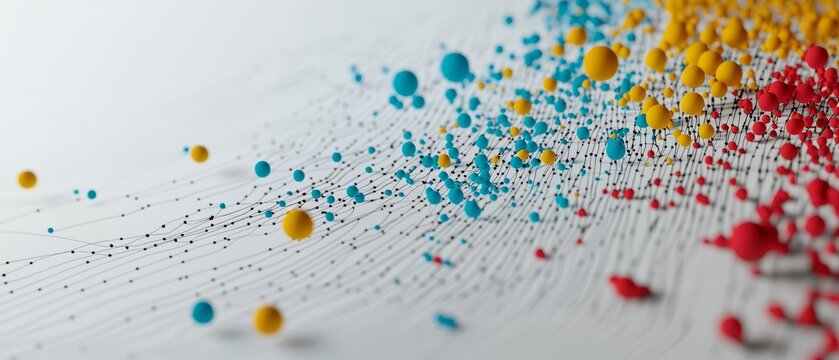 3D scatter plot with colored data clusters and shadow effects, background, Generative AI 