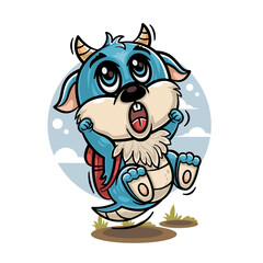 cute baby blue dragon mascot cartoon design