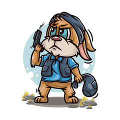 cute rabbit criminal cartoon character illustration