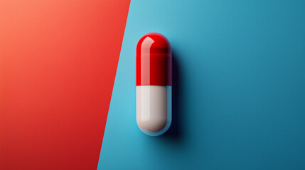 Red and White Medicine Pill Photo for PowerPoint and Banner Use - Perfect for Healthcare, Medical, and Pharmaceutical Presentations, Featuring Clean, Professional Design.