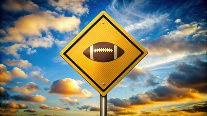 Yellow American football road sign , sports, sign, road, American football, yellow, game, competition, field, goal