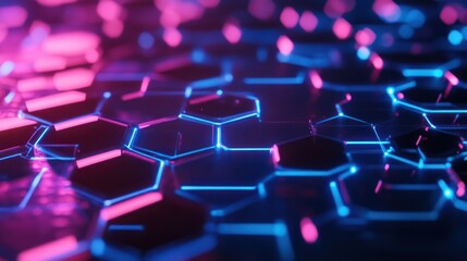Obraz premium Abstract Neon Hexagon Pattern