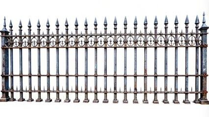 Ornate Rusty Metal Fence with Spikes