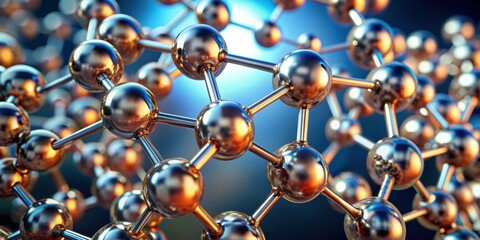 Molecule structure made of shiny balls, science, chemistry, molecular, elements, atomic, structure, research