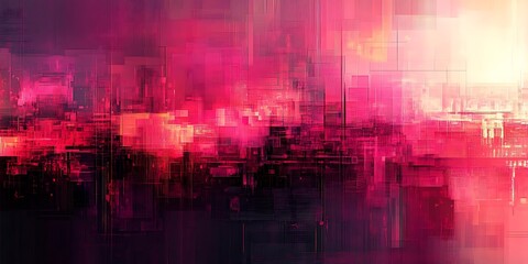 Abstract Background with Pink and Red Geometric Shapes - Digital Art