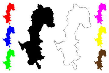 Obraz premium Mae Hong Son Province (Kingdom of Thailand, Siam, Provinces of Thailand) map vector illustration, scribble sketch Mae Rong Son map