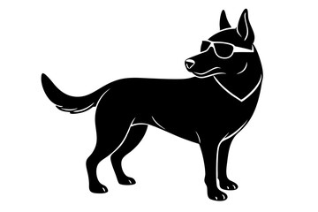 dog silhouette with sunglass 
